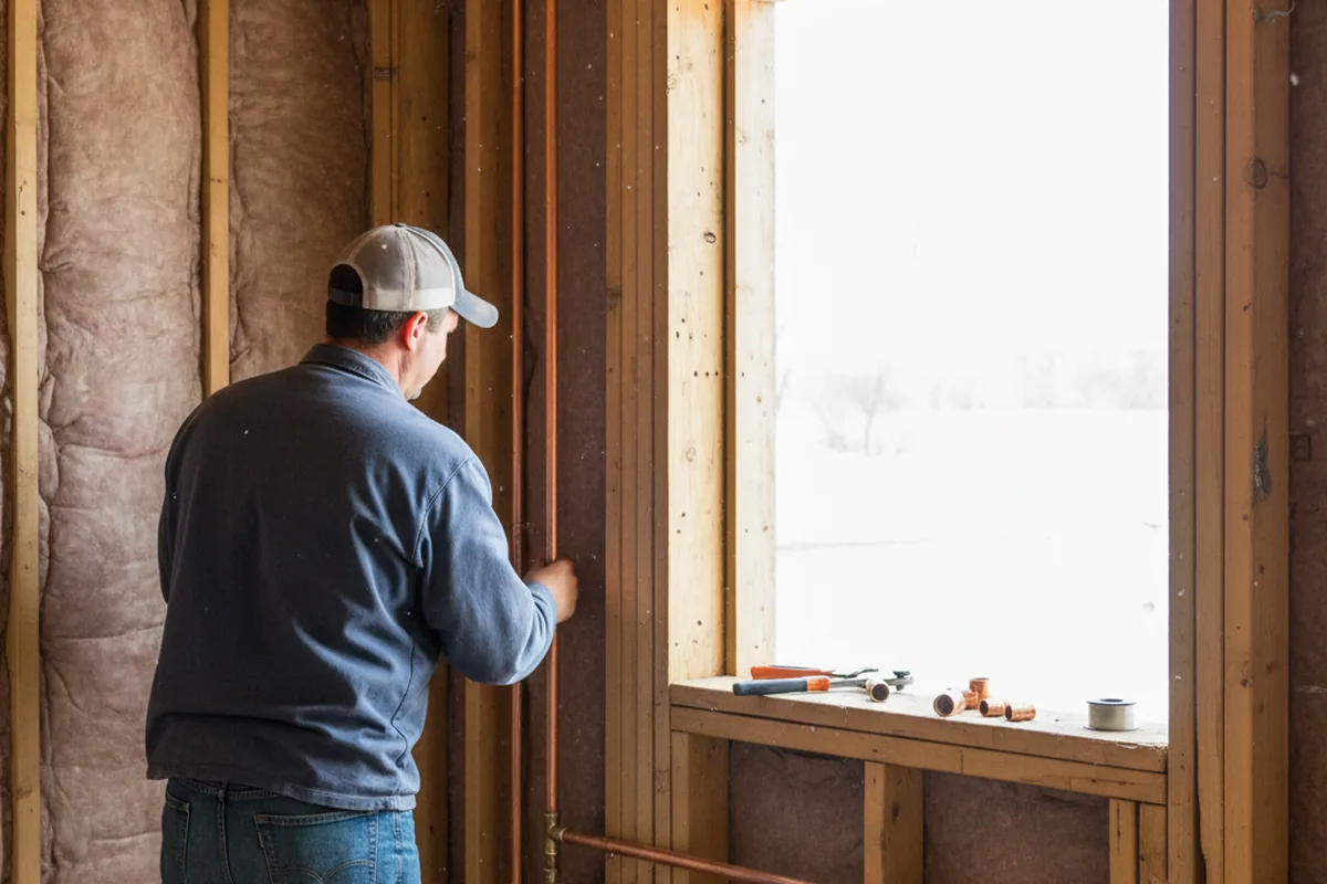 Licensed plumber running new copper supply lines in a Fayville home
