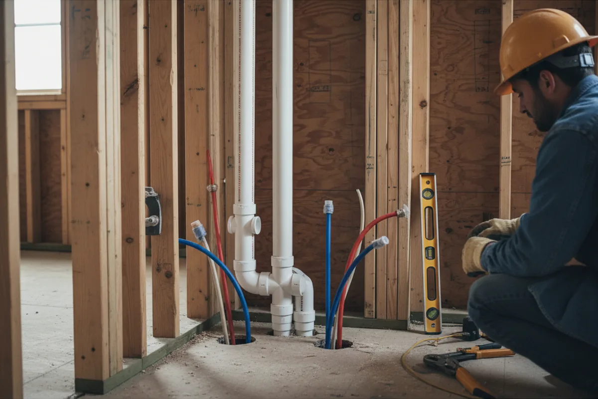 Drain and supply rough-in during Leak Detection in Fayville