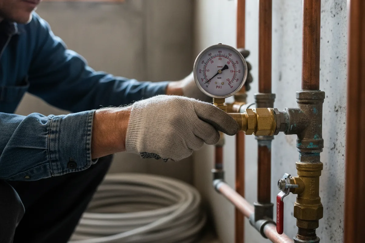 Pressure testing a repaired line during Water Line Repair in Fayville